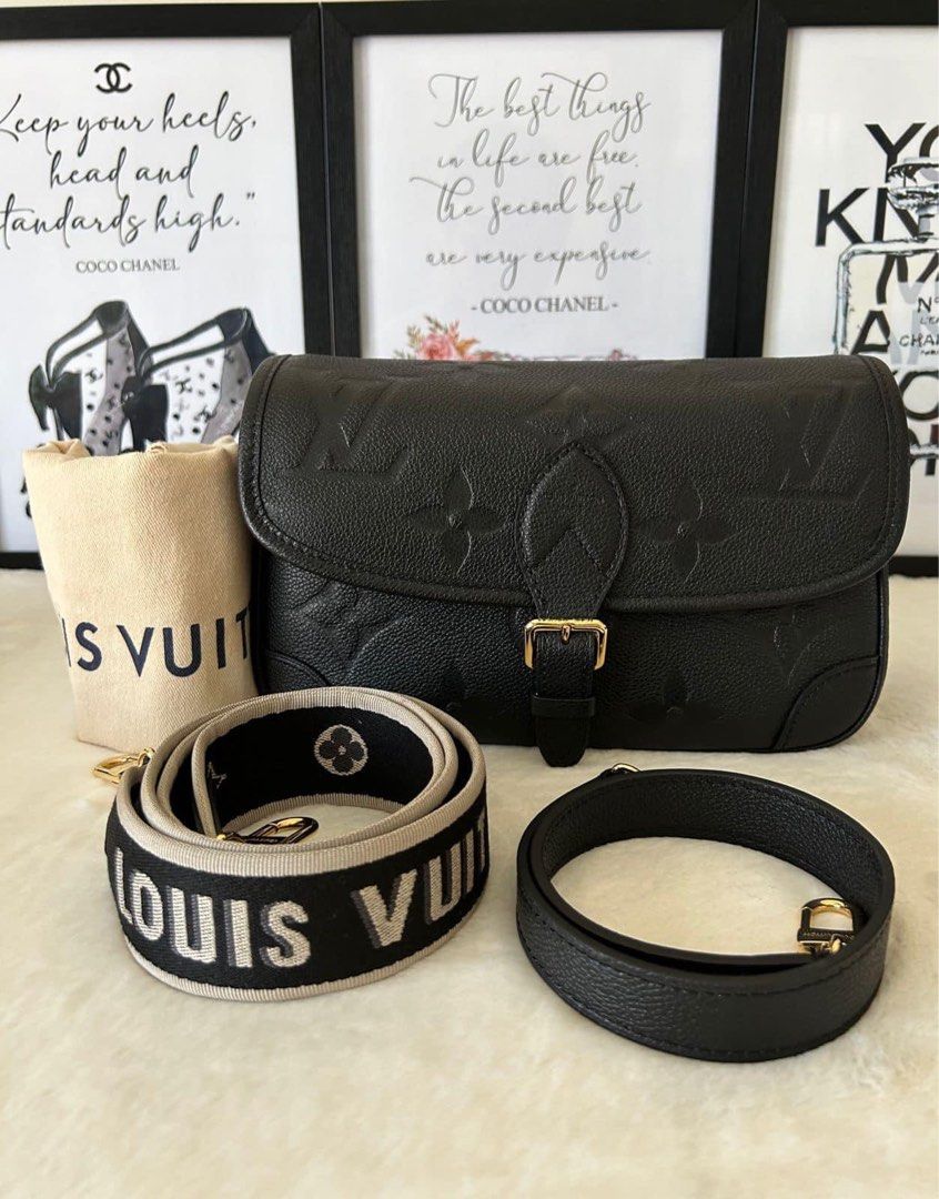 L V Diane Bag (Category: Luxury Bags & Wallets) located in Manila. Submitted by bagislifeshop (Listing ID 1302544581, Image 1). Description: ☑️Available in Pampanga ✅Datecode: Microchipped ✅Condition: 9.5/10 ✅Material: Empreinte leather ✅Colour: Black in GHW ✅Size: 24 x 15 x 9 cm ✅Inclusions: Full set except receipt.