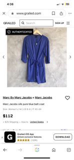 Authentic Marc by Marc Jacobs  Pure blue silk belt coat