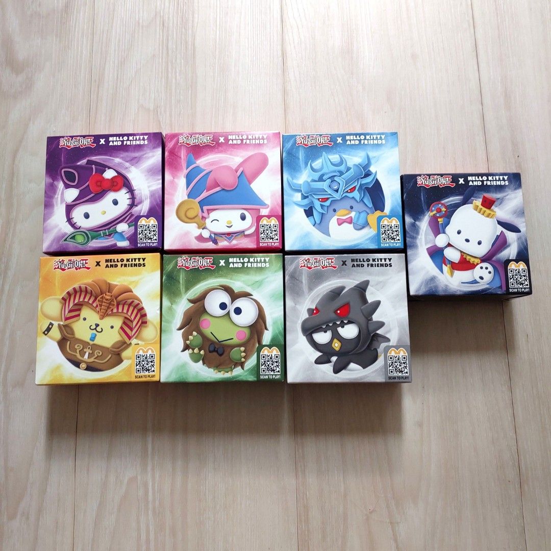 7pc Mcdonalds YuGiOh Sanrio Toy Yu-Gi-Oh Hello Kitty My Melody Pom Pom ...