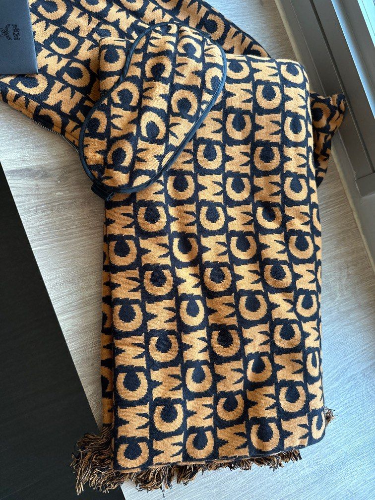 Mcm travelling blanket with eye mask Luxury Accessories on Carousell