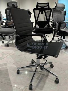 Midback chair - LEATHERETTE BLACK // office chair , office furniture, office partition [BS073]