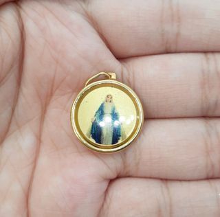 Miraculous Mama Mary gold pendant enamel Brand new