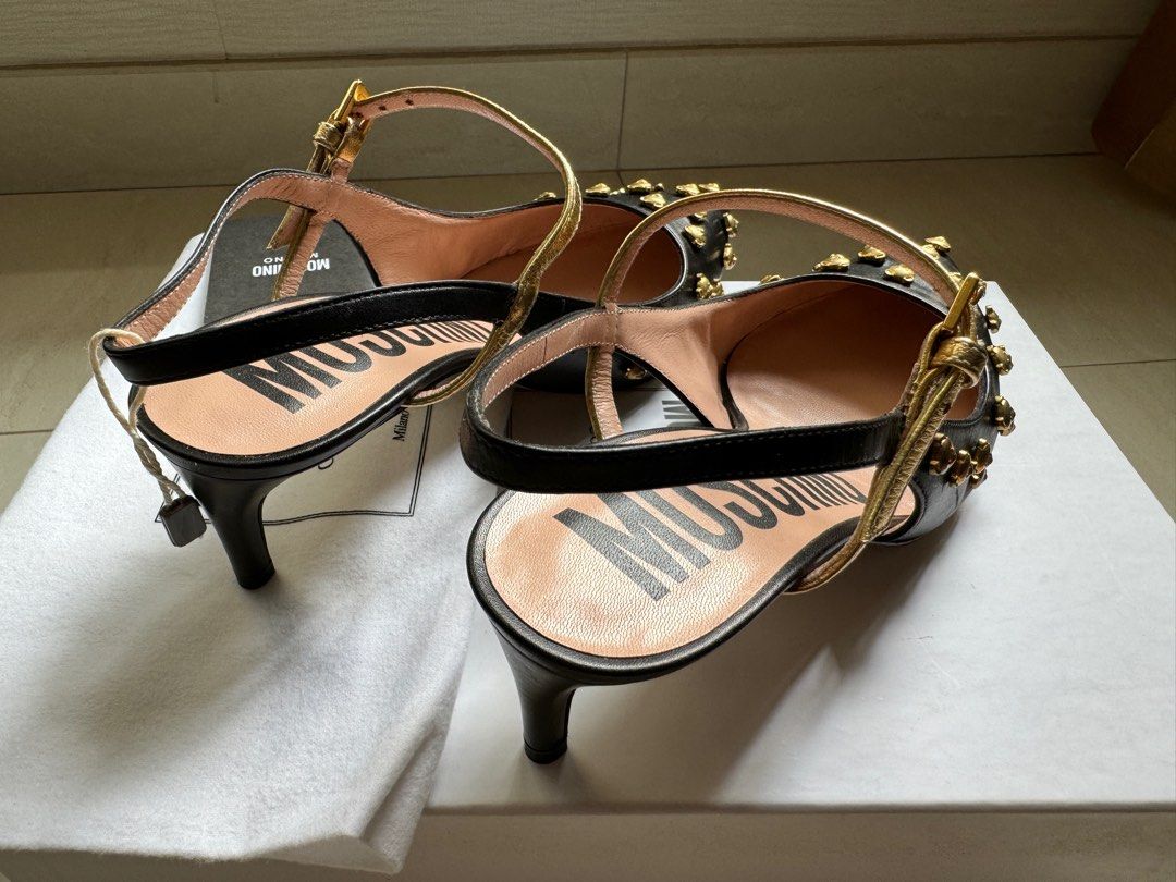 MOSCHINO Leather Patterned Slingback Pumps Carousell
