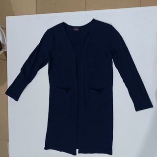 Navy blue knitted long cardigan