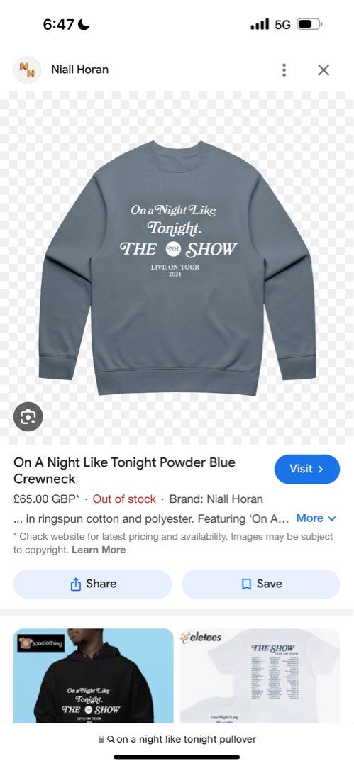 Niall horan sweater shop