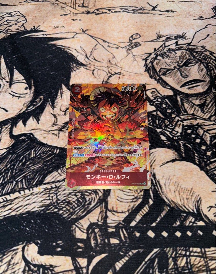 One Piece TCG PSR/AA Luffy OP01-024 (Category: Raw Singles) located in Manila. Submitted by migss__ (Listing ID 1302415477, Image 1). Description: OP01-024 PSR/AA Luffy Mint Condition.