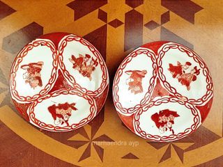 Piring pengantin porselin Jepang tua kuno antik