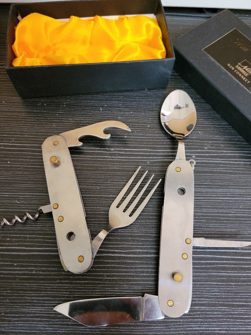Pocket Multitool (Category: Handkerchief & Pocket Squares) located in Kuala Lumpur. Submitted by simplyonly (Listing ID 1302429116, Image 2). Description: multi tool pocket knife with spoon and fork. It can be dismantle into two piece for eating.