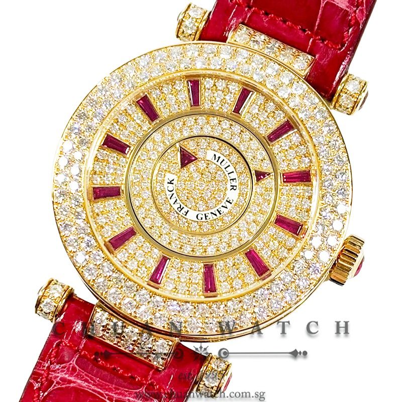 Pre Owned Franck Muller Double Mystery Rose Gold Paved Diamonds Rubies 39mm DM 39 D 2R CD RU 5N Discontinued