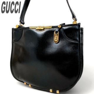 Rare Gucci Old Gucci Shoulder Bag Crossbody Black Black GC