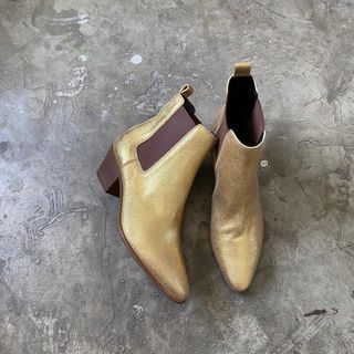 Saint Laurent - Metallic Gold Leather Chelsea Boots