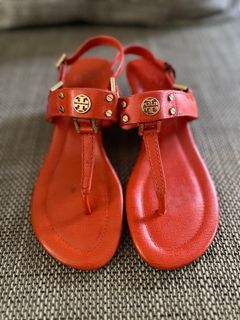SALE! Authentic Tory Burch Miller Strappy Wedge Sandals Orange (Sz 36.5)