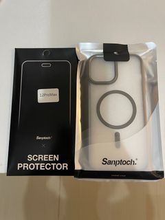 Sanptoch Luxury Magsafe iPhone 12 Pro Max Case - Titanium Grey + screen protector