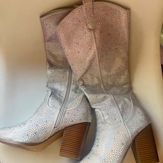 SHEIN sparkly heeled boots with rhinestone eras tour