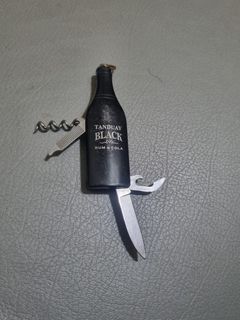 Tanduay Black keychain bottle opener w/ 4 tools