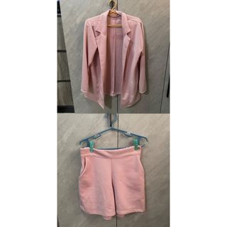 Thick Fabric Pink Blazer & Trouser Short Set