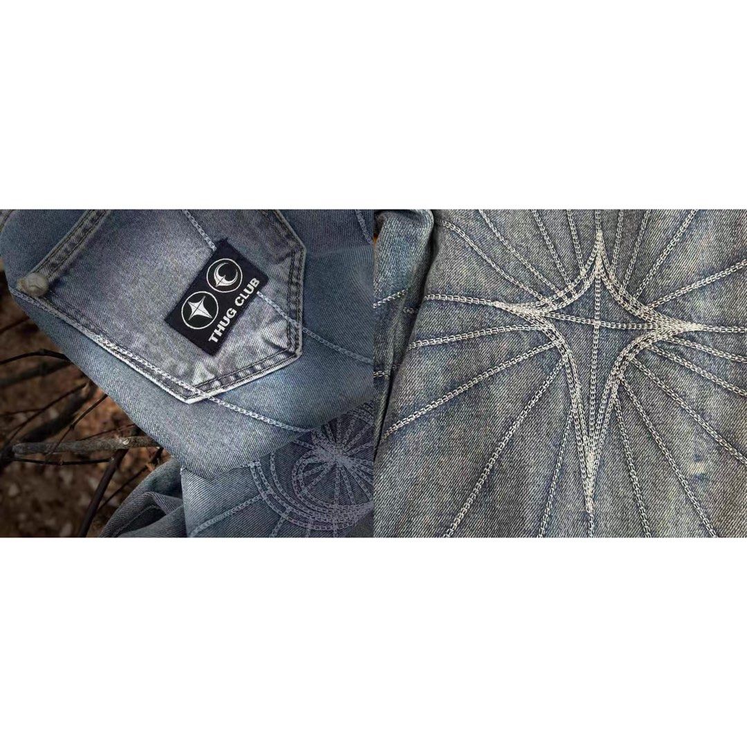 Thug Club Chain Stitch Denim Pants, Men's Fashion, Bottoms Thug Club Chain Stitch Denim Pants, Men's Fashion, Bottoms
