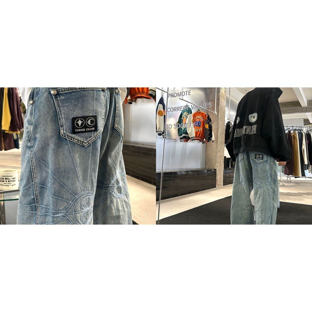 Thug Club Chain Stitch Denim Pants, Men's Fashion, Bottoms Thug Club Chain Stitch Denim Pants, Men's Fashion, Bottoms