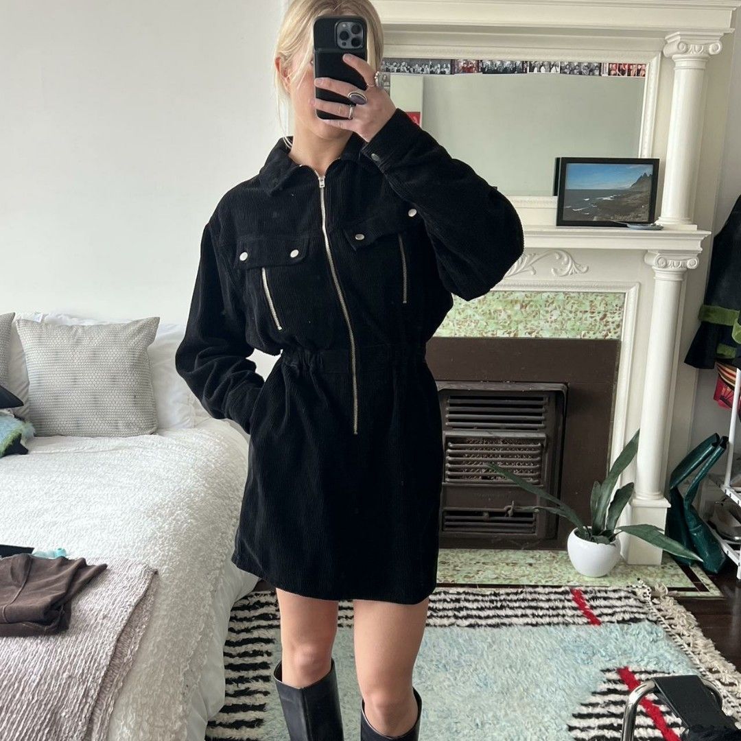 TOPSHOP Corduroy Zip Dress Women s Fashion Dresses Sets Dresses on Carousell