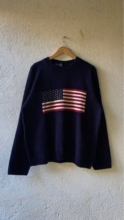 Vintage Faded Glory USA Flag Knitted Sweater