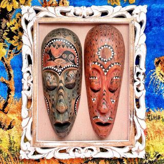 Vintage Malaysian Wood Carved Masks