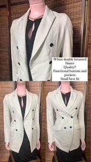 White double breathing blazer with functional buttons and pockets