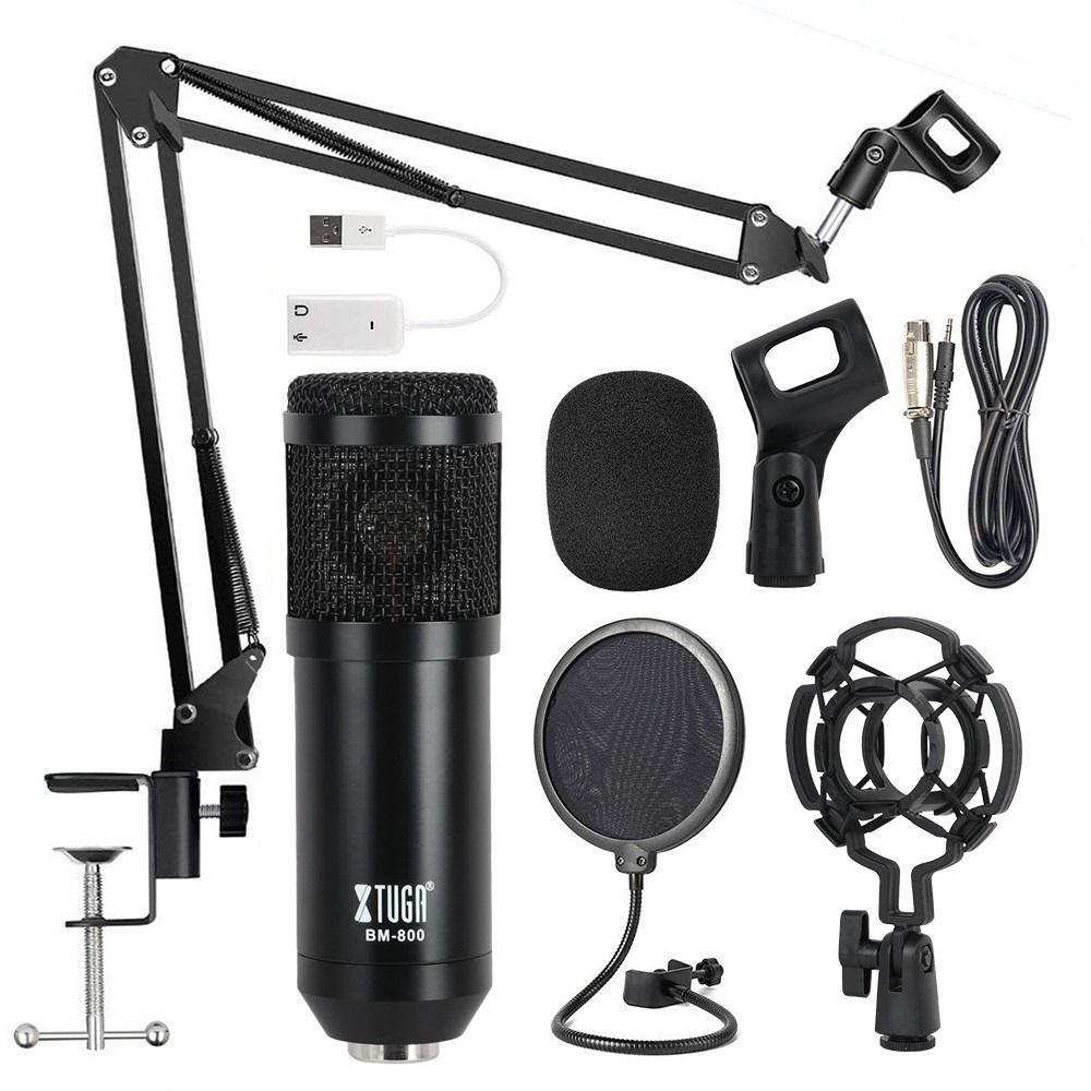 XTUGA BM-800 Condenser Microphone Kit VMI DIRECT (Category: Other Audio Equipment) located in Manila. Submitted by vmidirect (Listing ID 1302453672, Image 2). Description: Product details of XTUGA BM-800 Condenser Microphone Kit with Professional Recording Studio Equipment Shock Mount and Suspension Scissor Arm Stand and USB Sound Card Ideal for Radio Broadcasting, Studio Recording, Live Show, KTV ​​Professional Recording Studio Equipment:Equippe