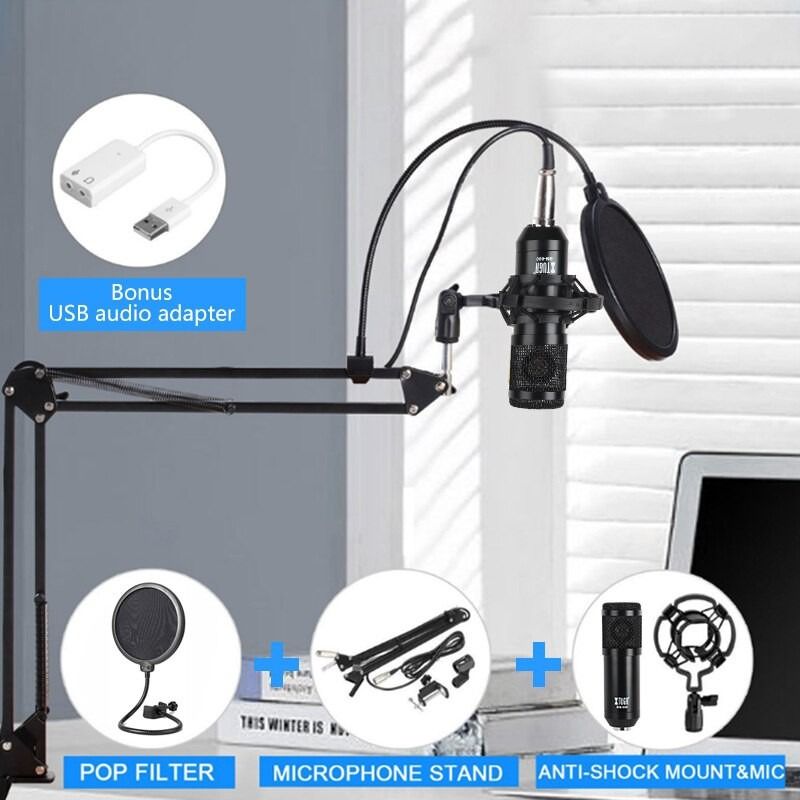 XTUGA BM-800 Condenser Microphone Kit VMI DIRECT (Category: Other Audio Equipment) located in Manila. Submitted by vmidirect (Listing ID 1302453672, Image 3). Description: Product details of XTUGA BM-800 Condenser Microphone Kit with Professional Recording Studio Equipment Shock Mount and Suspension Scissor Arm Stand and USB Sound Card Ideal for Radio Broadcasting, Studio Recording, Live Show, KTV ​​Professional Recording Studio Equipment:Equippe