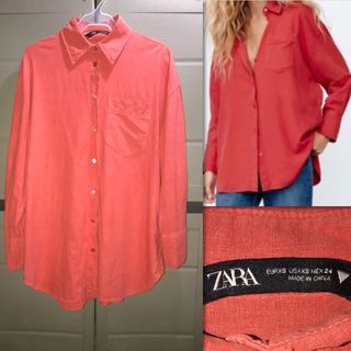Zara Linen Blend Oversized Shirt