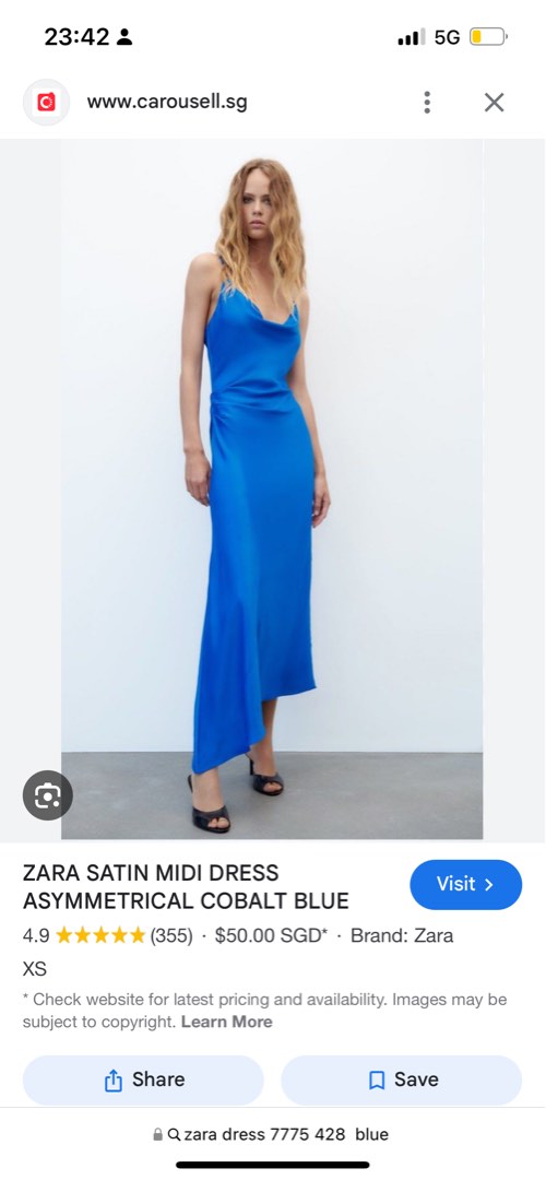 ZARA SATIN MIDI DRESS ASYMMETRICAL COBALT BLUE, Women's Fashion, Dresses &  Sets, Dresses on Carousell