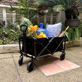 100kg Foldable Wagon Collapsible Shopping Cart Pet Trolley Black for Storage Perfect for Outdoor Activities