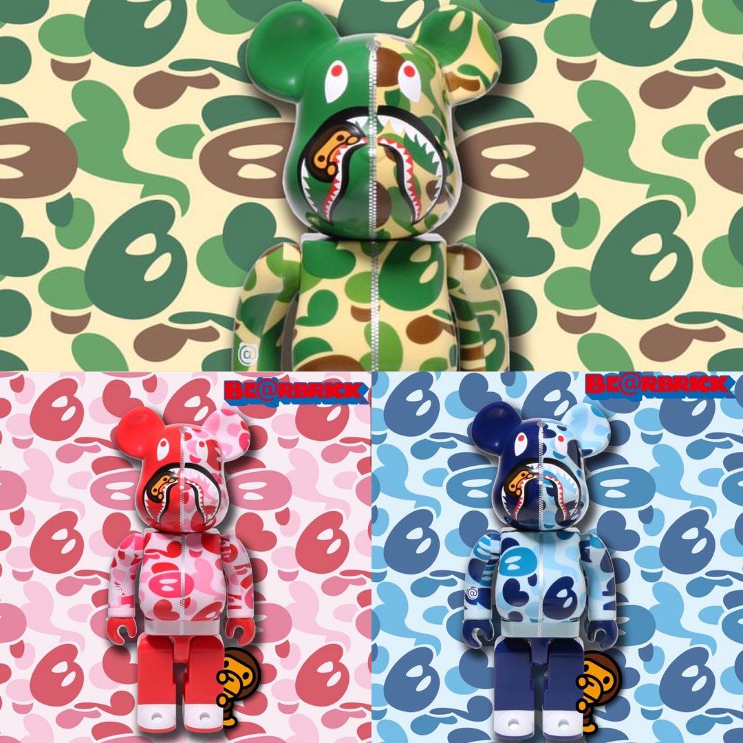 400% + 100% set Bape baby Milo Camo shark bearbrick be@rbrick