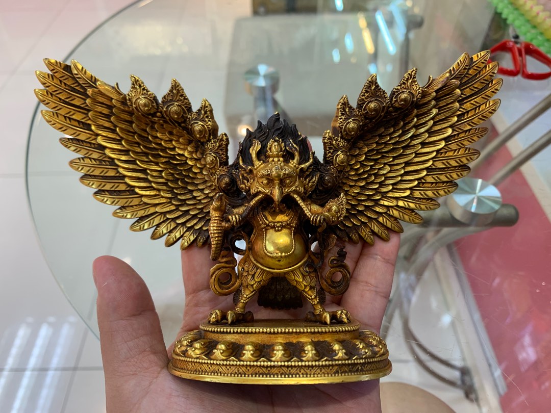 已結緣)明代西藏密宗銅鎏金大鵬金翅鳥高12cm, 興趣及遊戲, 收藏 已結緣)明代西藏密宗銅鎏金大鵬金翅鳥高12cm, 興趣及遊戲, 收藏