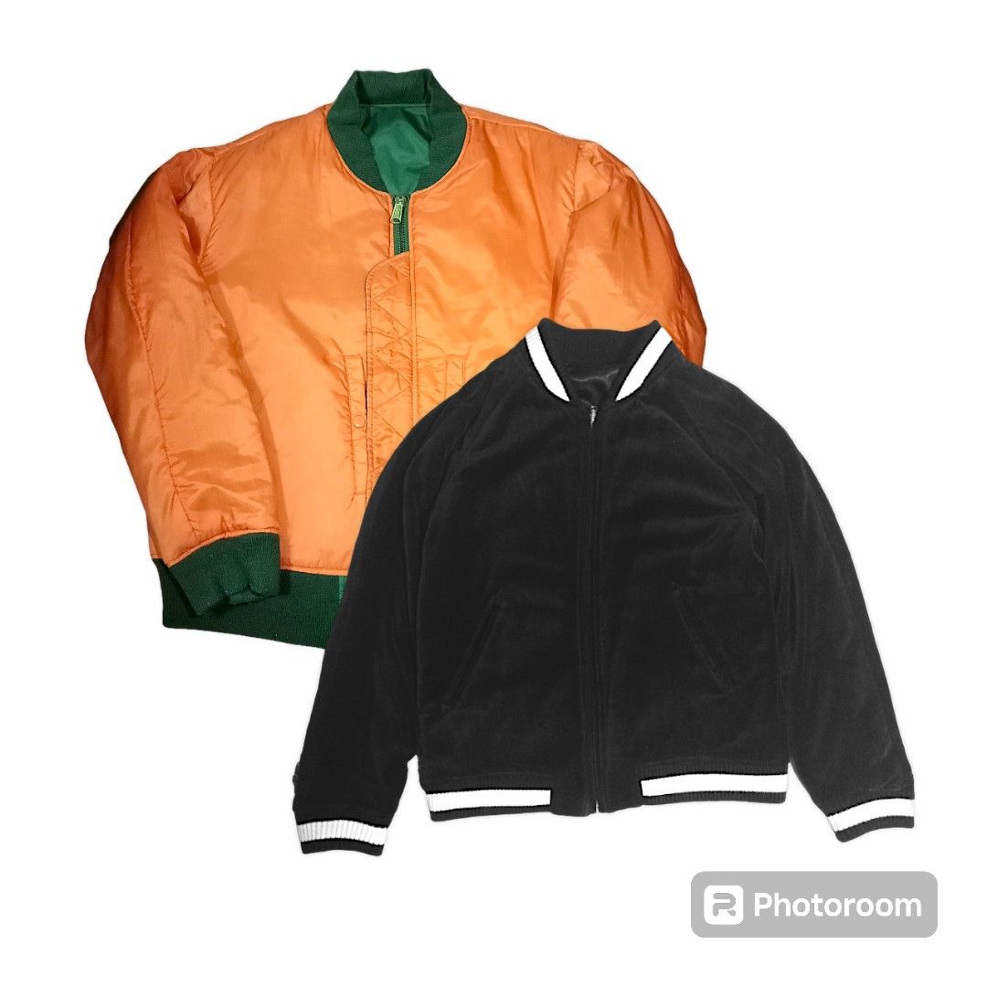 Aspack for 500 two reversible bomber ma-1 and sukajan (Category: Coats, Jackets and Outerwear) located in Manila. Submitted by d.ese_06 (Listing ID 1306469839, Image 2). Description: earth explorer ( green ) dimes L - 27 W-25 pit to pit condition 8.5/10 minor issue seen on pic pen mark rageblue japan sukajan ( black/white) dimes L - 26 W-22 pit to pit condition 9/10 payment first through G cash ship via lalamove / JNT Pm For more inquiry sampaloc