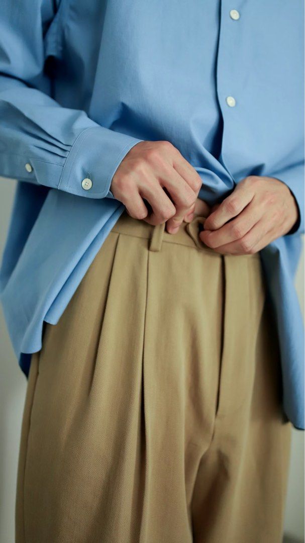 AURALEE - Washed Heavy Chino Slacks, 他的時尚, 褲子, 卡其褲
