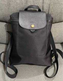 Auth Longchamp La Pilage Black Backpack
