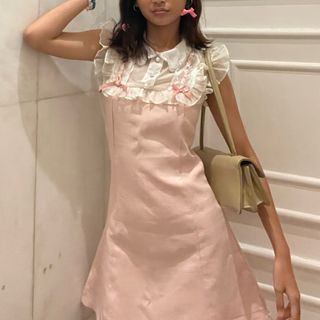Barbie Dress// Doll Dress// Mini Pink Dress// Coquette Dress// Ribbon// Elegant//