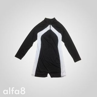 (S) Black Full Body Rash Guard Swimsuit Bodysuit