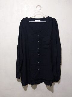 Black plus size long-sleeves top/dress
