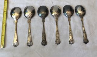 Bundle 6 pcs Antique Sheffield England Soup Spoons