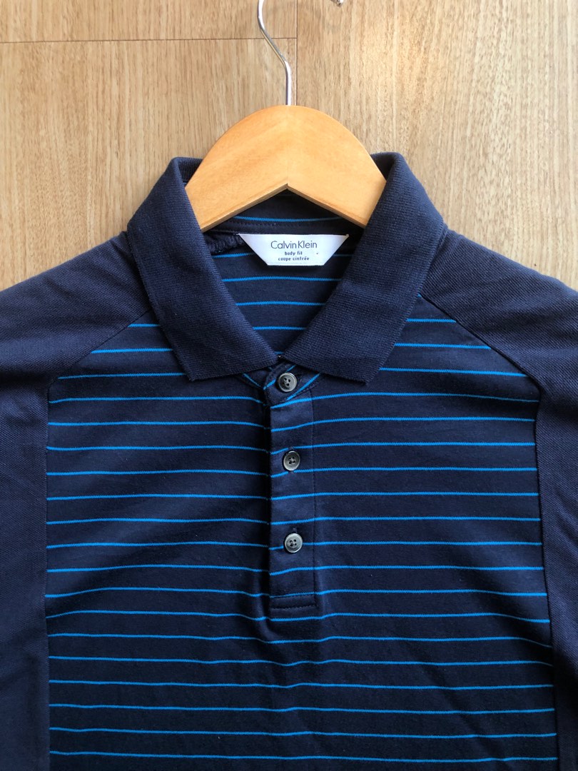 Calvin Klein Bodyfit Striped Polo Shirt Authentic 100