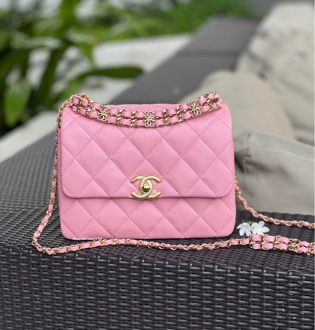 Chanel Mini Flap Bag 22K Pink Caviar GHW, Luxury, Bags Wallets