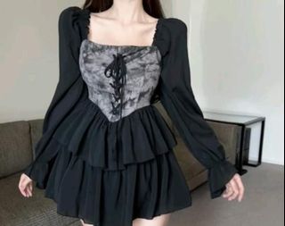 corset gothic black dress