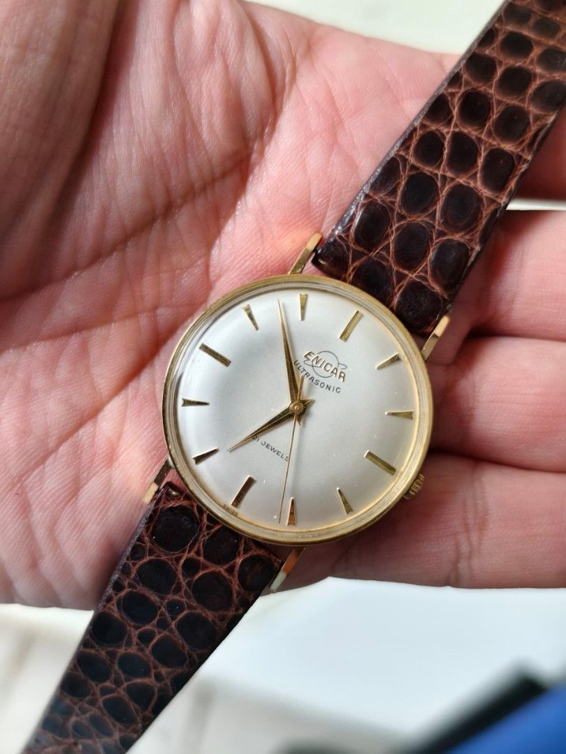 Enicar gold watch clearance