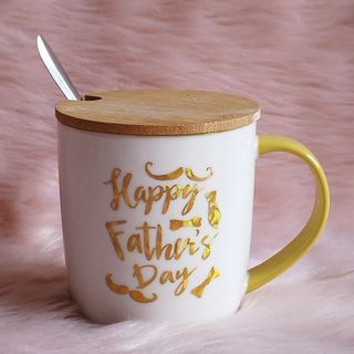 Father's Day Mug with wooden cover and teaspoon
