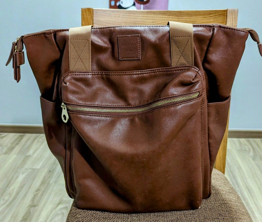 Faux leather convertible backpack tote bag