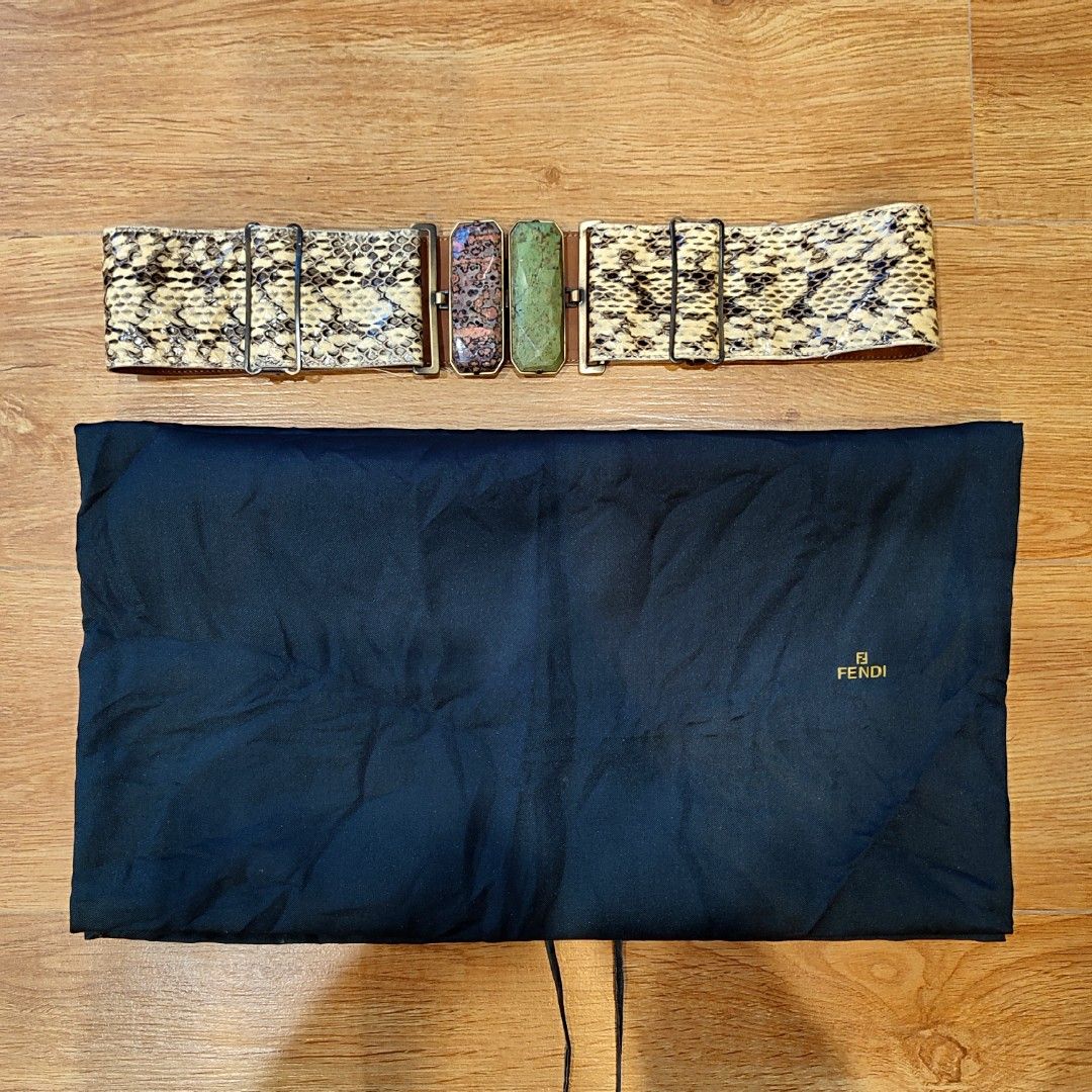 Fendi 8C0360 Python Ladder Gemstone Buckle Women's Belt (Category: Luxury Accessories) located in Taytay. Submitted by highendmnl (Listing ID 1306508351, Image 1). Description: Fendi 8C0360 Python Ladder Gemstone Buckle Women's Belt Lightly Used condition with dust bag PM.