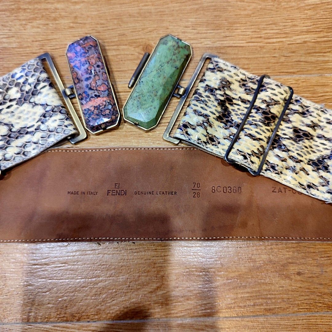 Fendi 8C0360 Python Ladder Gemstone Buckle Women's Belt (Category: Luxury Accessories) located in Taytay. Submitted by highendmnl (Listing ID 1306508351, Image 3). Description: Fendi 8C0360 Python Ladder Gemstone Buckle Women's Belt Lightly Used condition with dust bag PM.