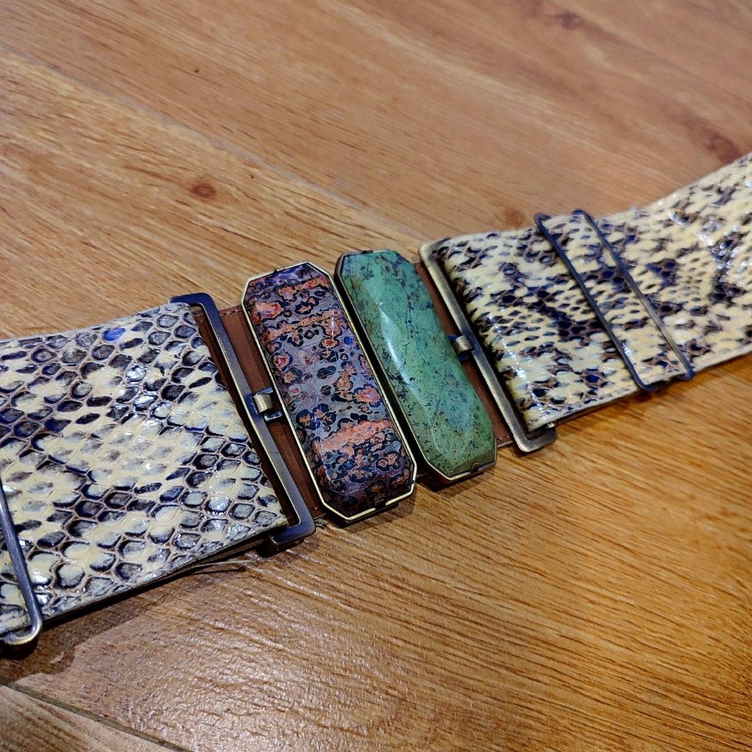 Fendi 8C0360 Python Ladder Gemstone Buckle Women's Belt (Category: Luxury Accessories) located in Taytay. Submitted by highendmnl (Listing ID 1306508351, Image 2). Description: Fendi 8C0360 Python Ladder Gemstone Buckle Women's Belt Lightly Used condition with dust bag PM.