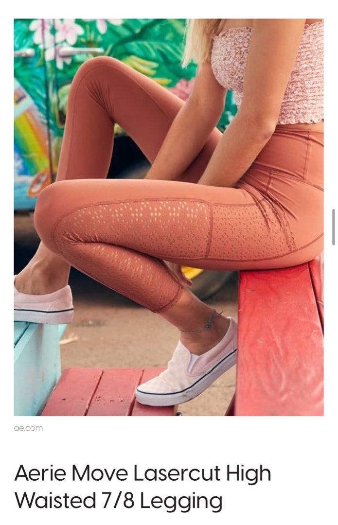 Aerie Move Lasercut High Waisted 7/8 Leggings, 女裝, 運動服裝